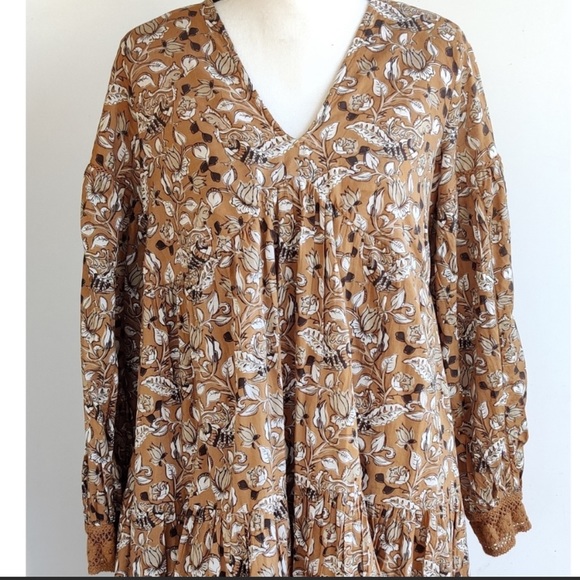 Anthropologie Dress Let Me Be Jemma Tan Size 8 Boho - Picture 6 of 16